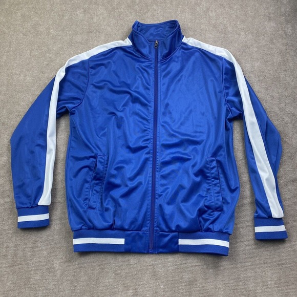 Original Deluxe Supply Mens Retro Striped Lightweight Jacket Blue Size Large - Picture 1 of 8